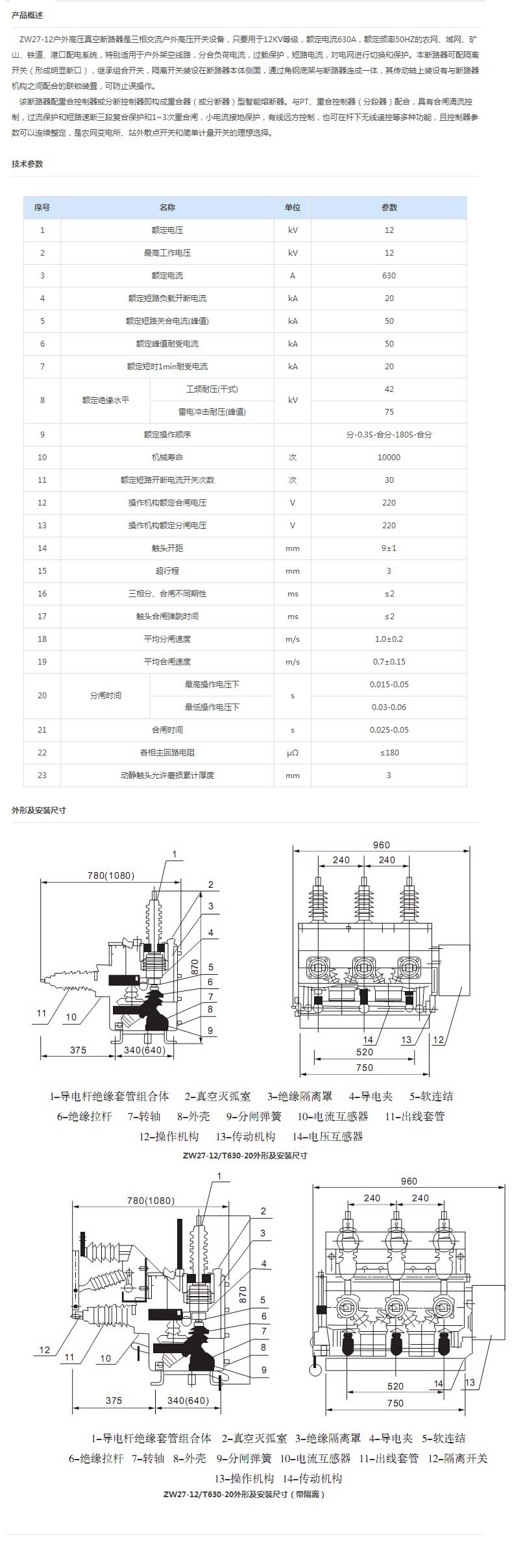 ZW27戶外高壓真空斷路器
